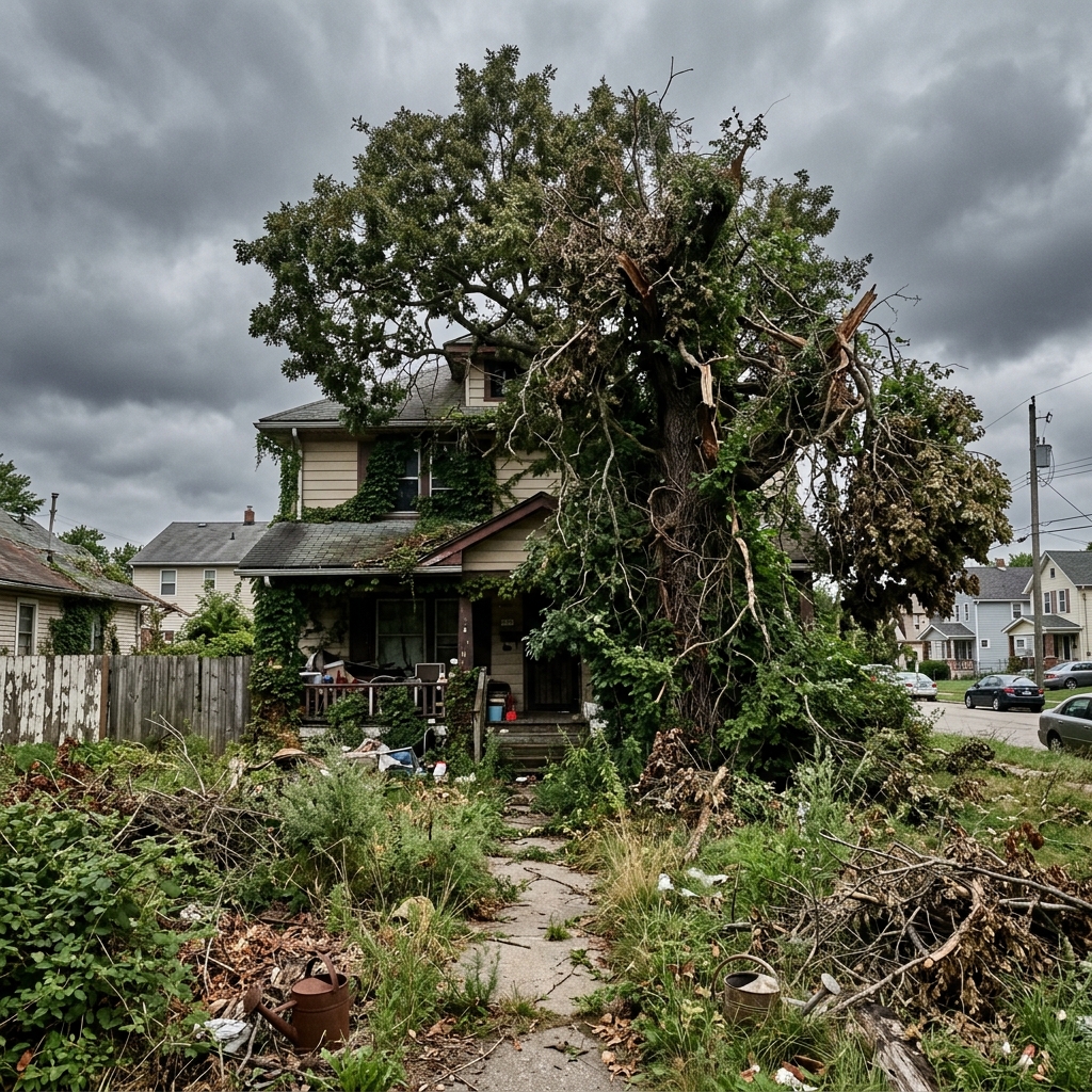 Overgrown tree before trimming in Lilburn GA